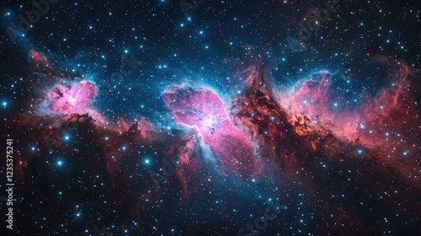 Obraz Stunning cosmic nebula showcasing vibrant colors and star formations in space