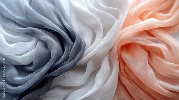 Obraz Elegant flowing fabrics in soft pastel colors arranged artistically on a surface