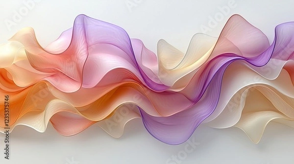 Fototapeta Abstract flowing fabric waves in pastel colors creating a soft, serene atmosphere