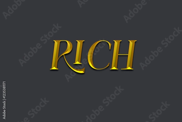 Obraz gold rich text effect on dark background, elegant golden typography design