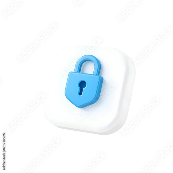 Obraz white 3d padlock icon, high quality png isolated on transparent background