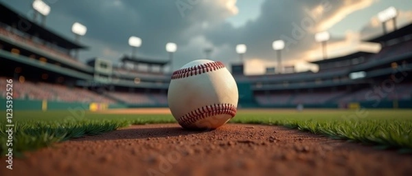 Obraz A baseball on a baseball field