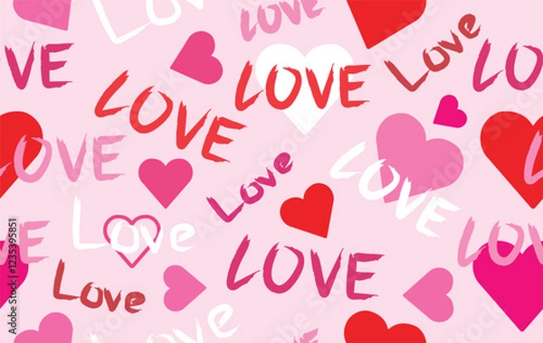 Fototapeta Valentine pattern seamless fabric Valentine day. love font pattern vector heart lover. Designed for background ,wallpaper ,valentine pattern ,clothing ,anniversary ,fabric ,sweetheart ,couple ,card
