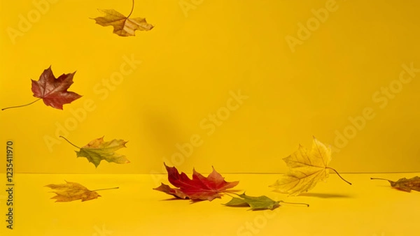 Obraz autumn leaves yellow background