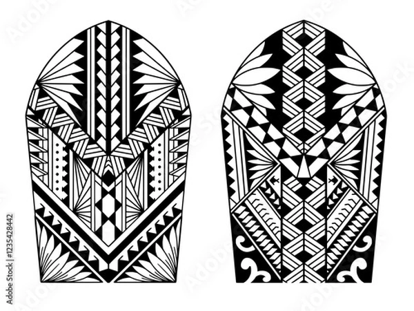 Obraz Wrap around arm polynesian tattoo set design. Pattern aboriginal samoan. illustration EPS10