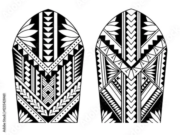 Fototapeta Wrap around arm polynesian tattoo set design. Pattern aboriginal samoan. illustration EPS10