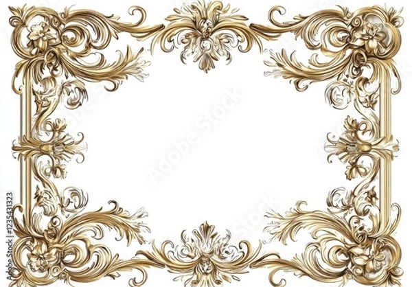 Fototapeta A gold frame with flowers and leaves