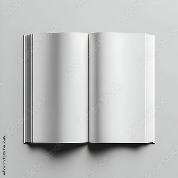 Fototapeta Blank Open Book 3D Illustration Mockup -  Clean, Minimalist Design for Presentation