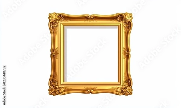 Fototapeta Ornate gold frame isolated on white for display or art