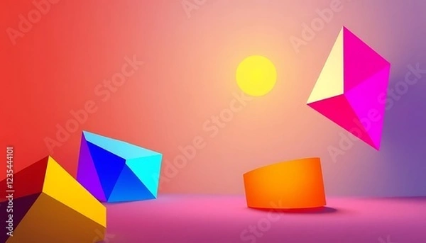 Fototapeta Abstract Colorful Geometric Shapes Against Gradient Background