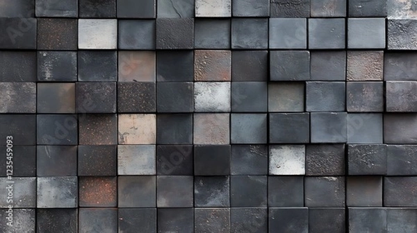 Fototapeta Abstract Dark Grey Cubes Textured Wall