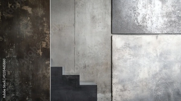 Fototapeta Abstract Concrete Textures and Minimalist Staircase Detail
