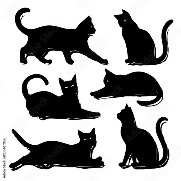 Fototapeta a group of cat vector silhouette.