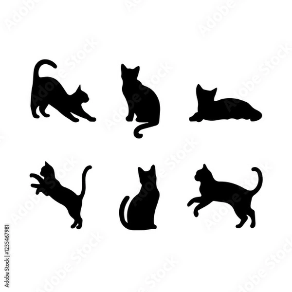 Fototapeta a group of cat vector silhouette.