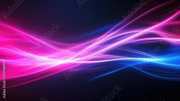Fototapeta Abstract background of modern gradient waves in blue and pink, featuring dynamic neon light trails for futuristic tech themes.