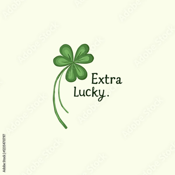 Obraz Vector Illustration of a Four-Leaf Clover with Quote 'Extra Lucky': A Symbol of Enhanced Fortune and Joy During Saint Patrick's Day