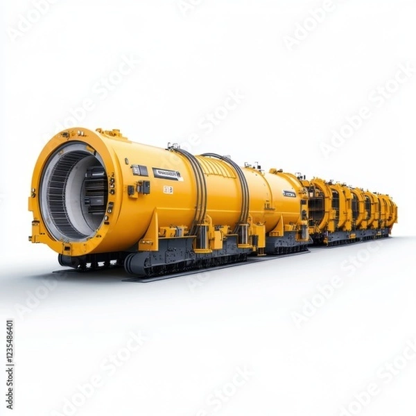 Fototapeta Advanced yellow drilling machine standing majestically on a construction site demonstrating modern engineering prowess