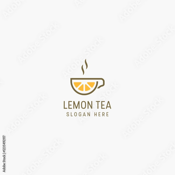 Obraz vector luxury lemon tea logo with lines