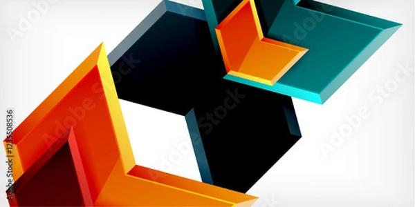 Fototapeta Vector 3d arrow techno design template