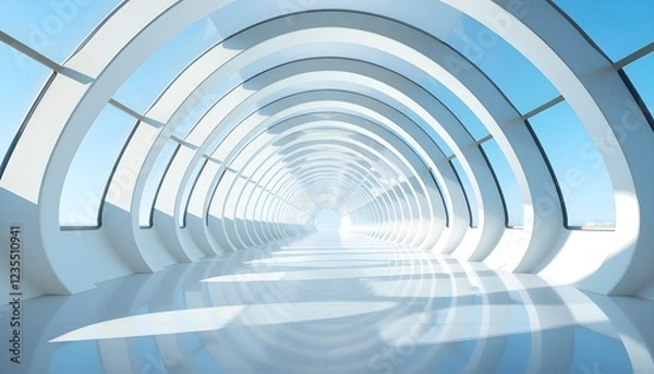 Fototapeta Modern Simplicity: 3D Render of a Sleek, Curved Architectural Space