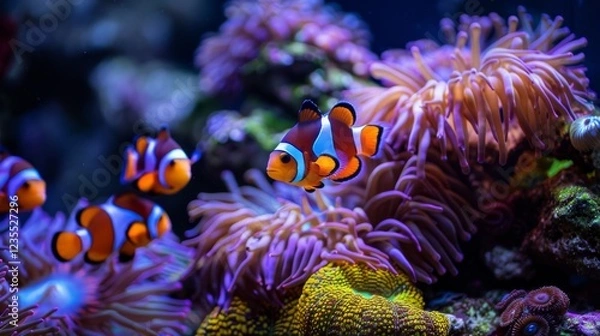 Fototapeta Enchanting Underwater World: A Vibrant Coral Reef Teeming with Diverse Marine Life in All Colors of the Rainbow