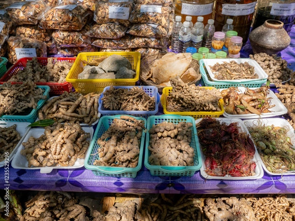 Obraz カンボジアのマーケットの店先