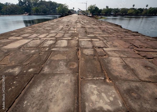 Obraz アンコールワットの修復中の石橋