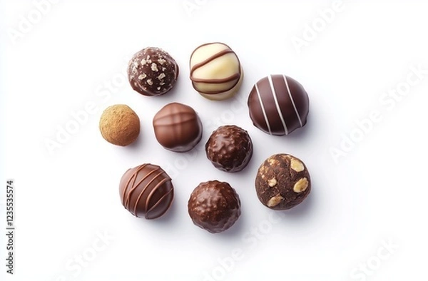 Fototapeta A Delightful Assortment of Gourmet Chocolate Truffles: A Collection of Exquisitely Crafted Chocolate Delights