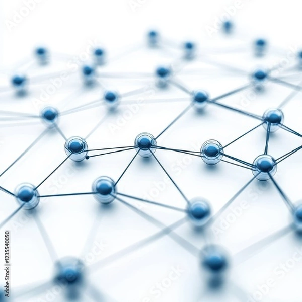 Obraz Abstract Blue Network Structure with Connected Nodes