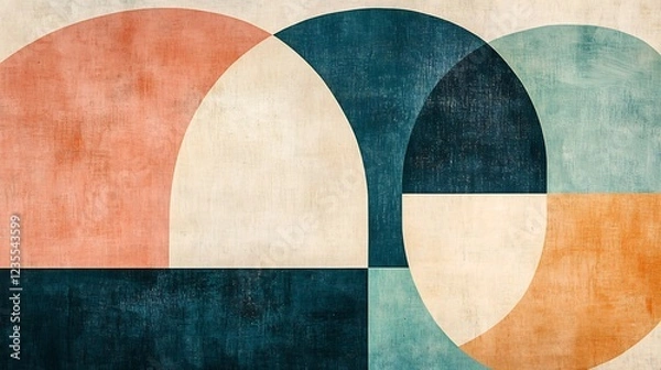 Fototapeta Abstract Geometric Art Warm Earthy Tones Interlocking Circles. AI Generated