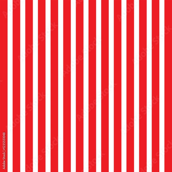 Fototapeta Vertical red and white stripes background. Seamless and repeating pattern. Editable template. Vector illustration.