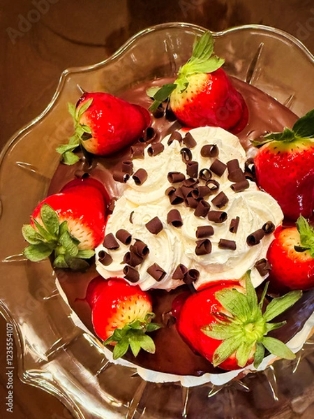 Obraz chocolate cake with strawberries