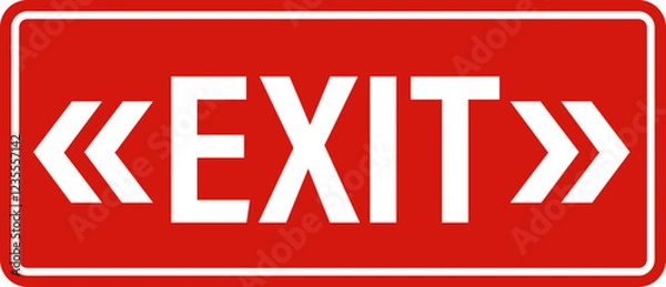 Obraz Exit sign icon. Emergency exit symbol on isolated transparent background. Safe condition symbol. Public information label Vector illustration. Editable stroke.