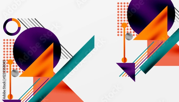 Fototapeta Circles, triangles, squares, rings and lines with shadow effect