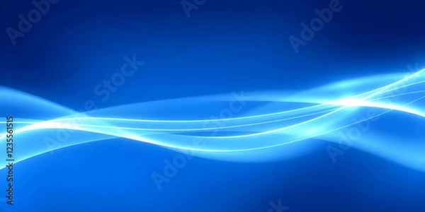Fototapeta Abstract blue waves, fluid dynamic curves, light cyan highlights, smooth gradients, aquatic theme, digital art, soft flowing lines, underwater ambiance, tranquil atmosphere, ethereal background, minim