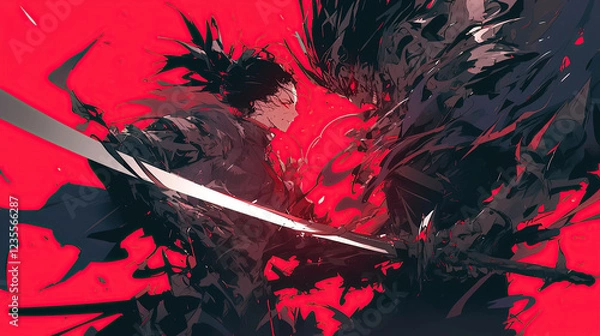 Obraz brutal fighting two anime character