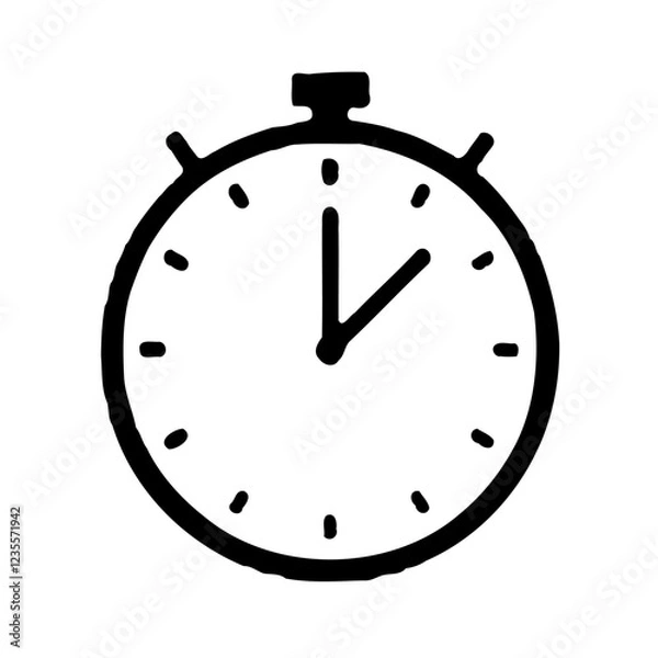 Fototapeta Hand-drawn Stopwatch Icon Showing 10:05 Time
