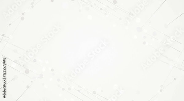 Fototapeta Abstract White Background with Grey Lines Dots and Connections Minimalist Technology Design