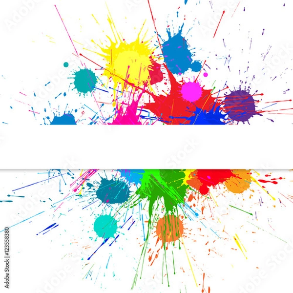 Fototapeta Vector Banner With Bright Ink Color Blots