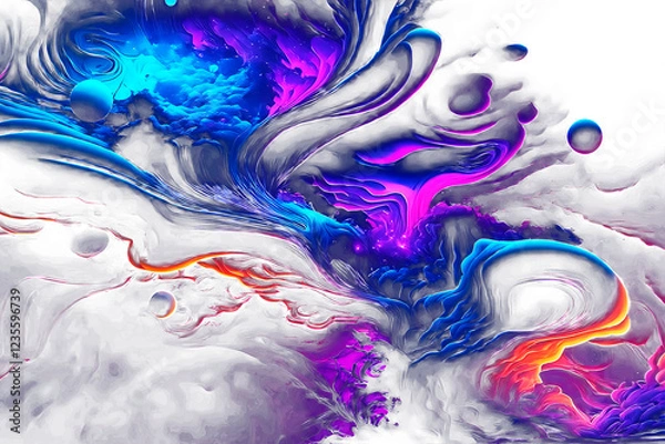 Fototapeta multicolor paint spilled onto the canvas, creating an interesting abstract drawing, a pattern of lines, halftones, causing different associations in your design. fluid art