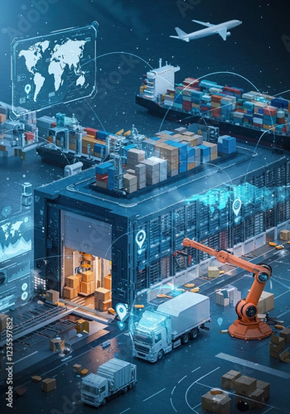 Obraz Smart Logistics & Global Supply Chain The Future of Transportation
