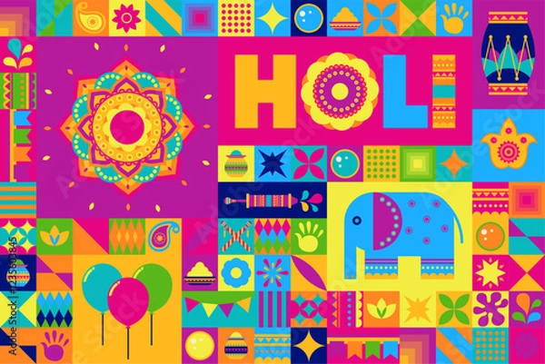 Obraz Holi Festival Mandala Artwork vector