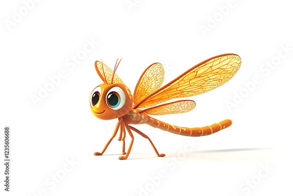 Fototapeta dragonfly on a white background, dragonfly on a blank white background, a dragonfly, dragonfly, cute dragonfly, white background, Copy Space For Add Text 3D Rendering, 3D, Vector, AI Generative