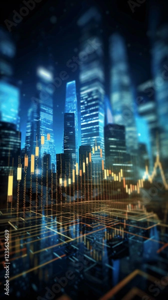 Fototapeta Stock market or forex trading graph in futuristic concept suitable for financial investment or Economic trends business idea and all art work design. Abstract finance background