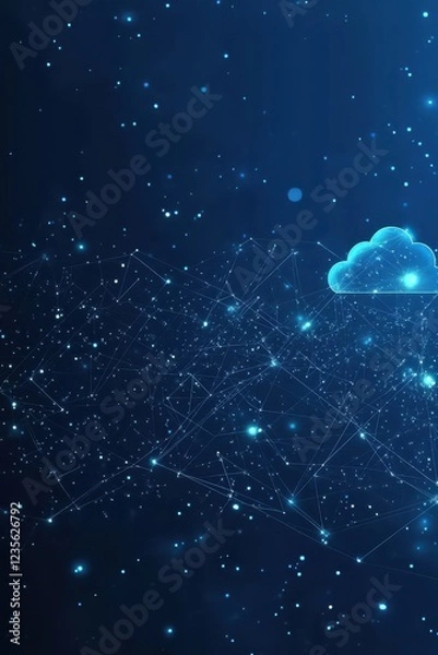 Fototapeta Digital Cloud Technology Blurred blue Background with Data Network