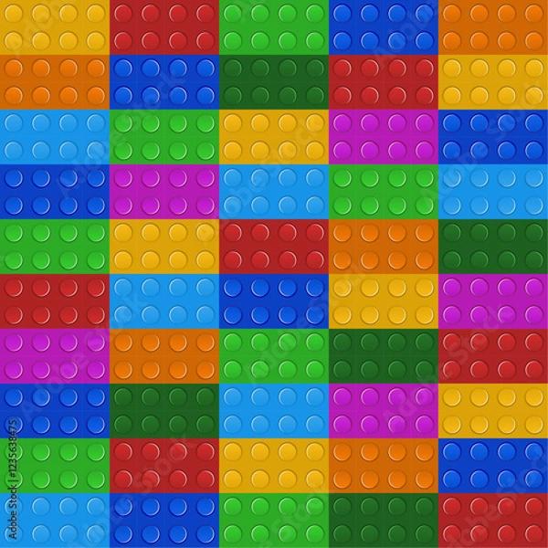 Fototapeta Colorful plastic block constructor background vector.