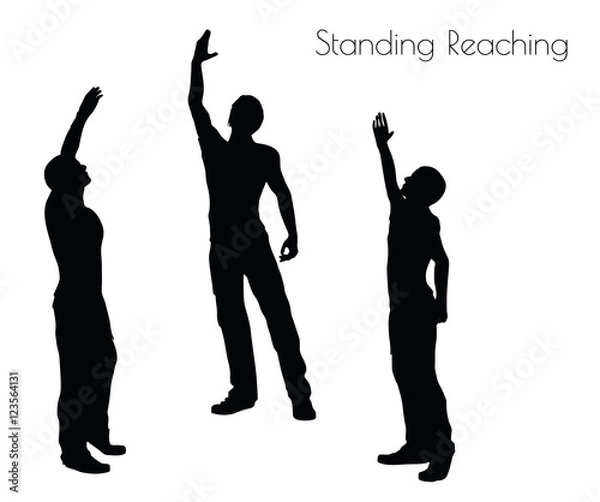 Fototapeta man in Standing Reaching  pose on white background