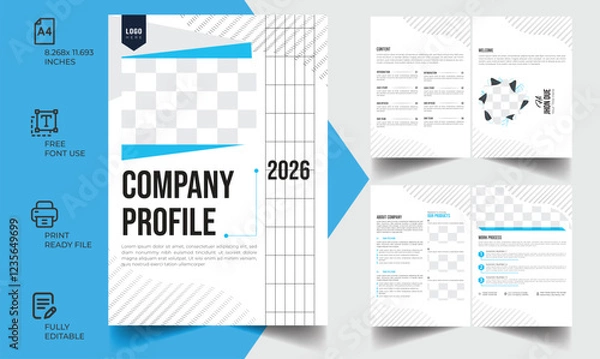 Obraz Technical Data Sheet layout template. Product Catalogue & modern a4 product, layout template for company profile ,annual report , brochures, flyers, leaflet, magazine, book with cover page design  