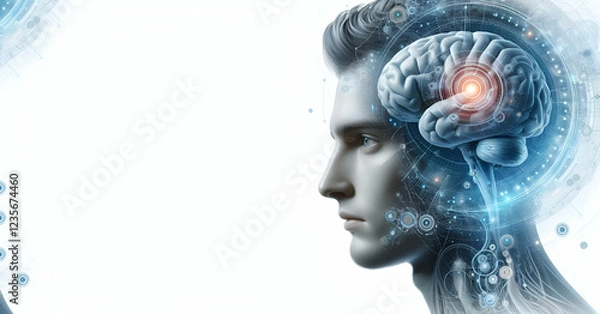 Fototapeta The human brain is the central control center for coordinating bodily functions, generative ai