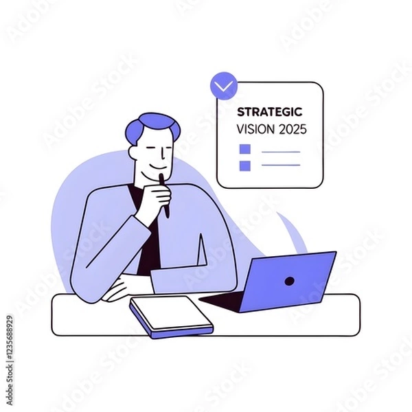 Obraz A visionary leader standing in front of a diverse team in a modern office, passionately sharing a strategic vision for the future. The team is engaged and inspired, with a large screen displaying a ro